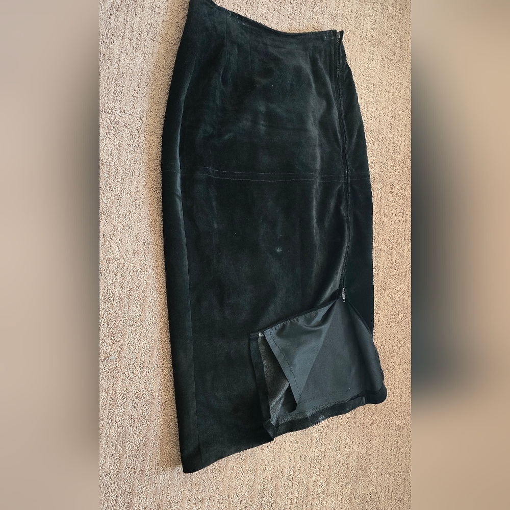 Real Leather Pencil Skirt/Cache/front Zip/size 10